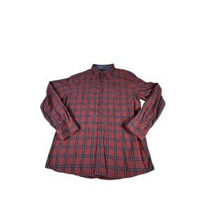 Alesbury Red Plaid Shirt Men's Large Regular Long Sleeve Flannel Feel Holidays